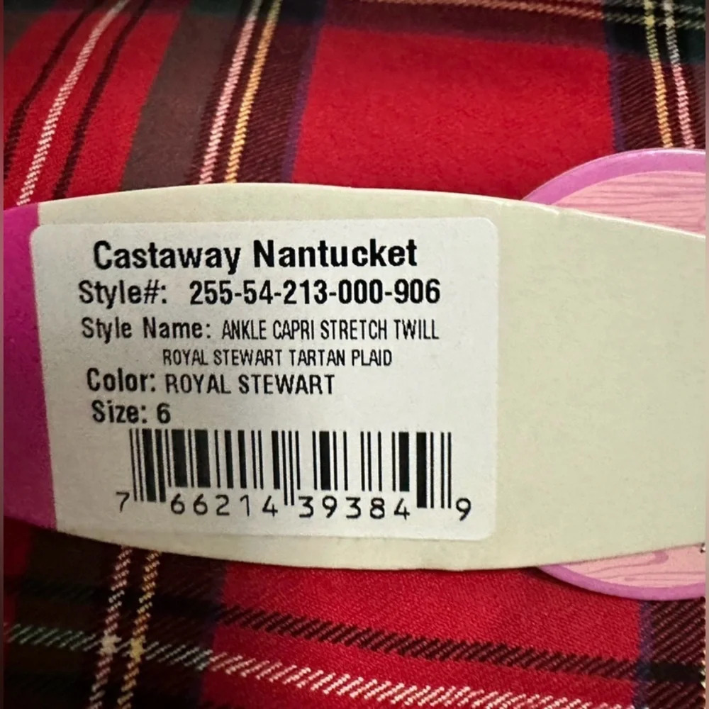 CASTAWAY NANTUCKET ISLAND Ankle Capri Stretch Twill Plaid Pants - Picture 10 of 11